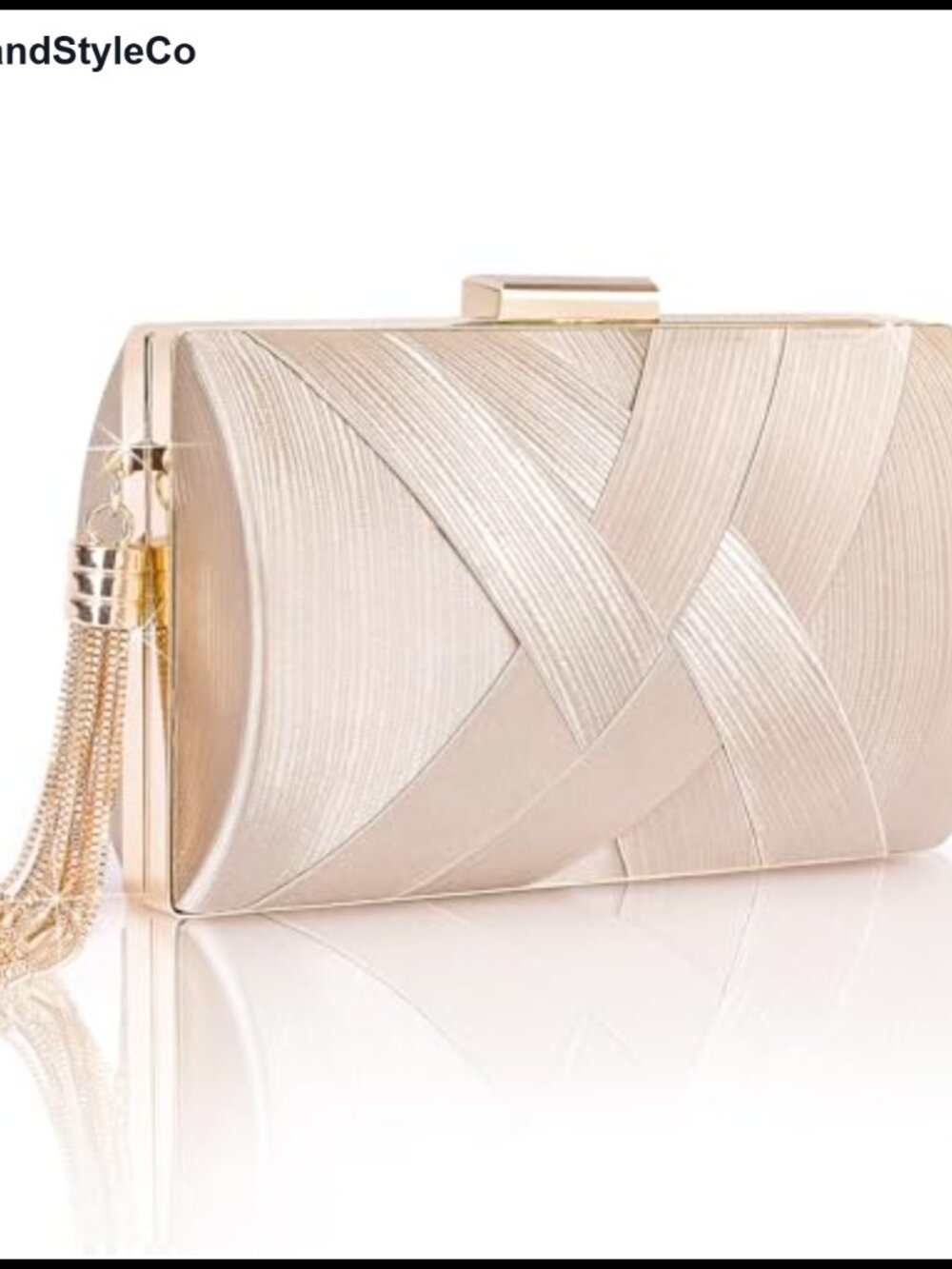 Satin Evening Clutch with Detachable Chain and Tassel